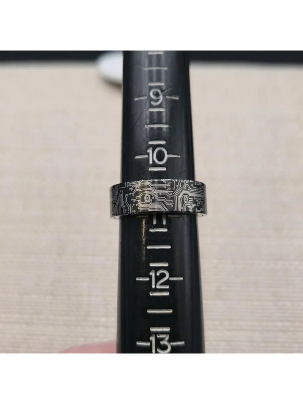 Size 10.75 Circuit Board Engraved, Geek Wedding, Men's Tech Band Ring A8099